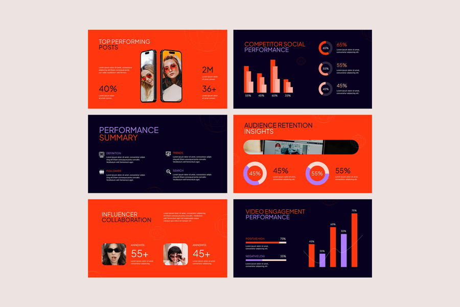 社交媒体分析PPT模板 (PPTX)