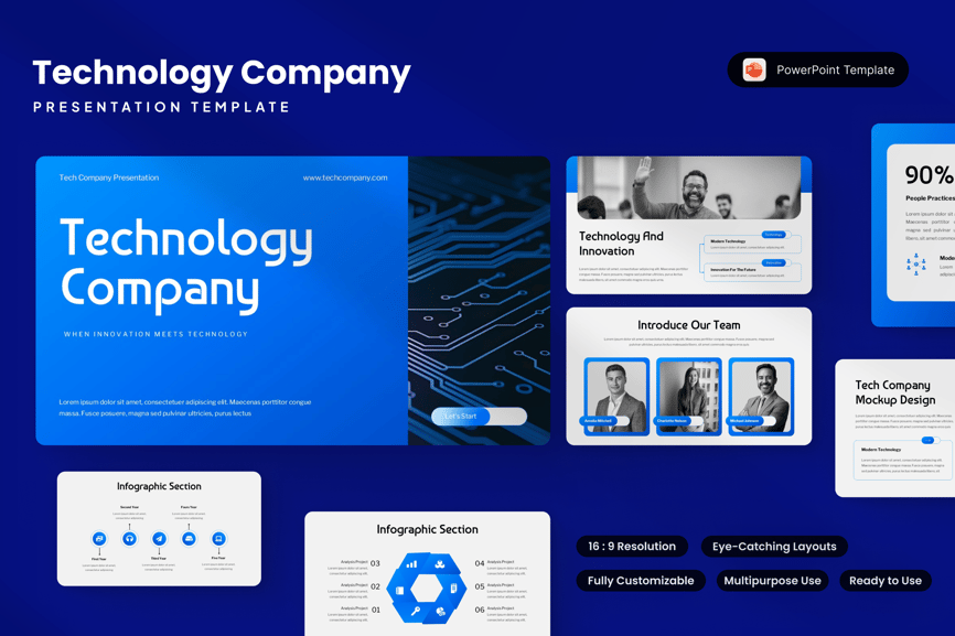 科技公司PPT模板 (PPTX)