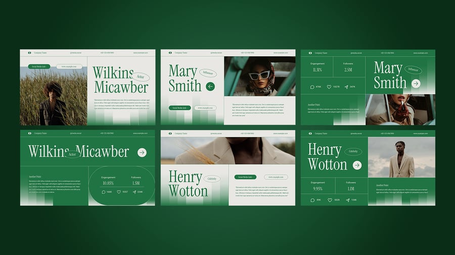 绿色梯度现代关键意见领袖PPT模板 (PPT,PPTX)