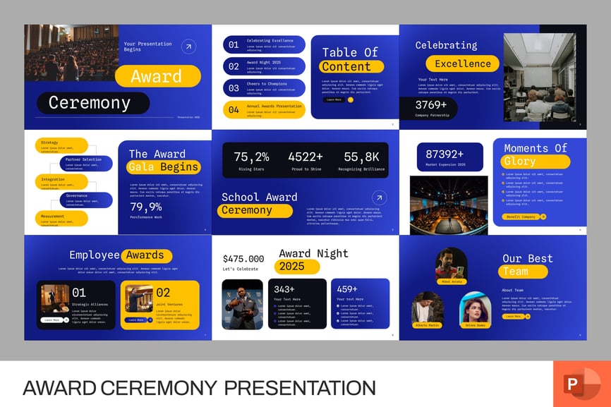 颁奖典礼PPT模板 (PPTX)