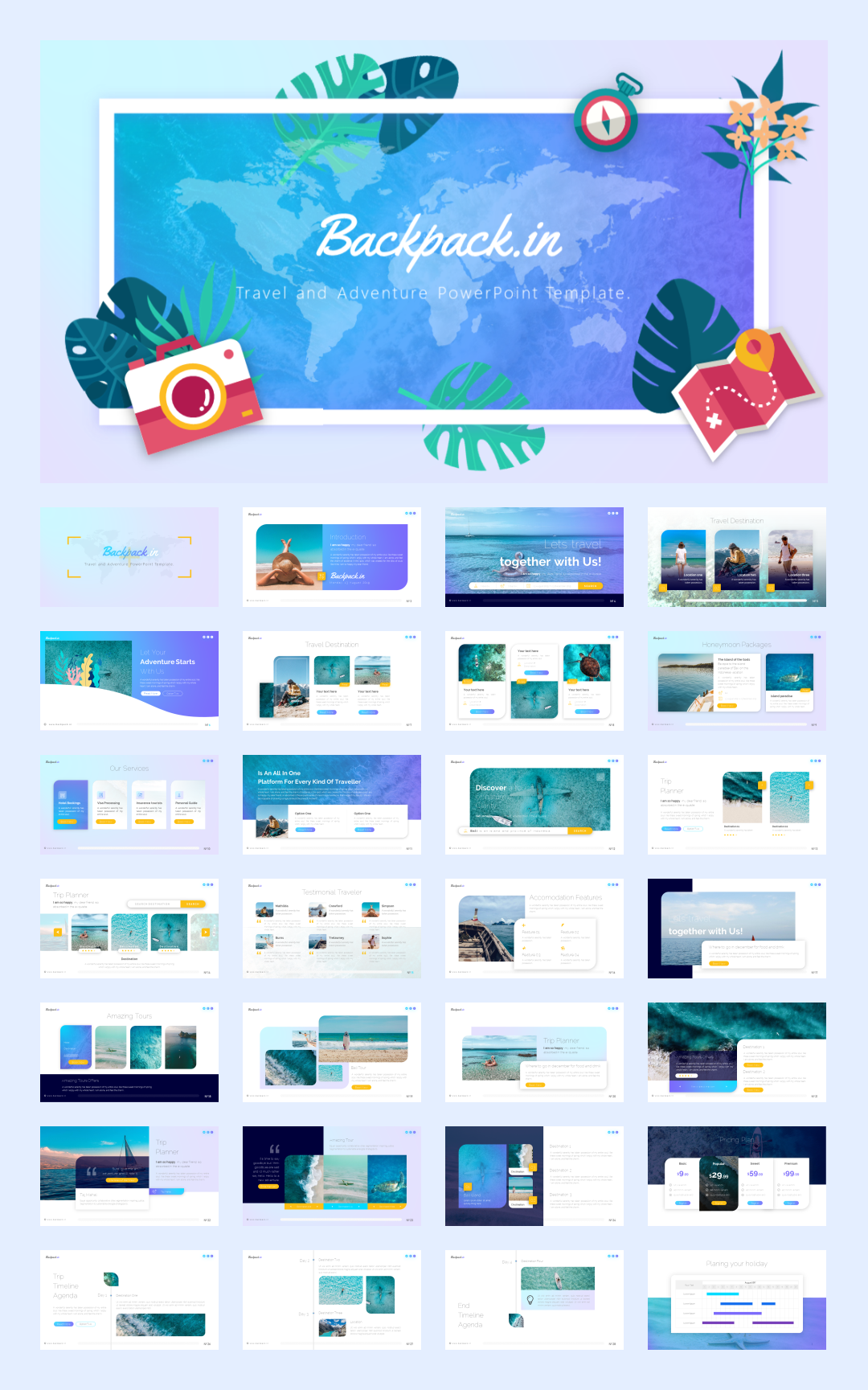 32套国外海洋旅游PPT模板，感受大自然的美！[s06]