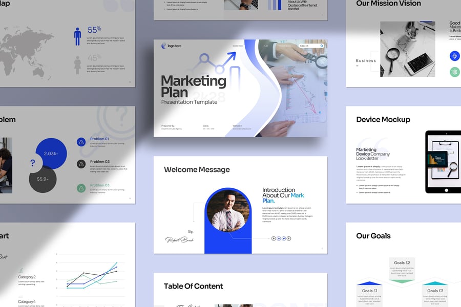 营销计划PPT模板 (PPTX)