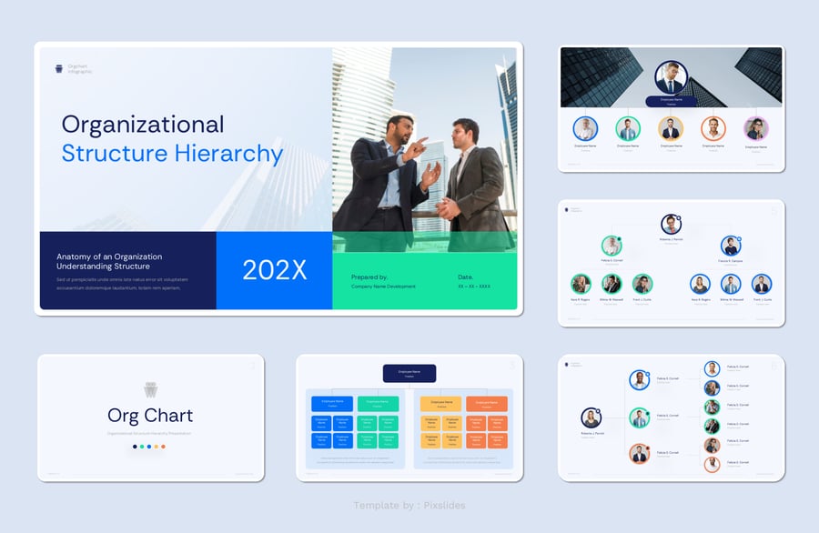 组织结构层次结构PPT模板 (PPTX)