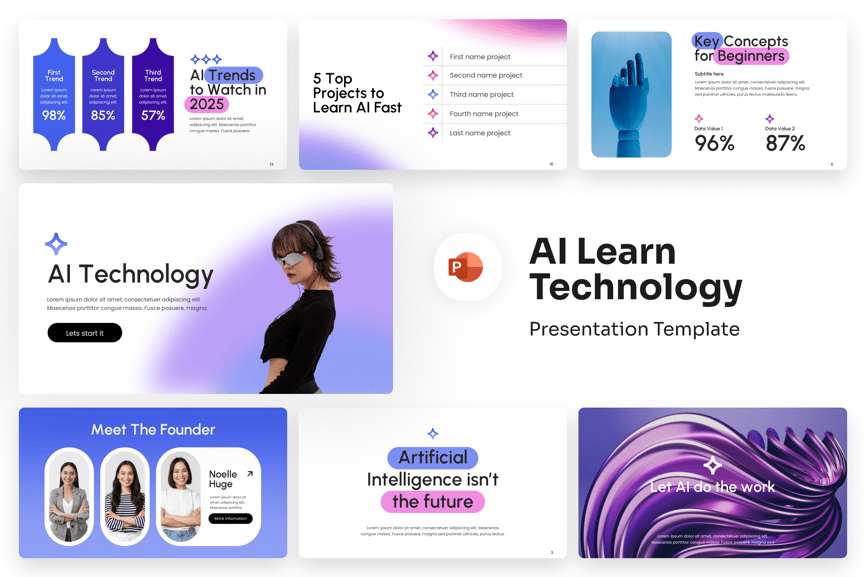 AI学习技术演示PPT模板 (PPTX)