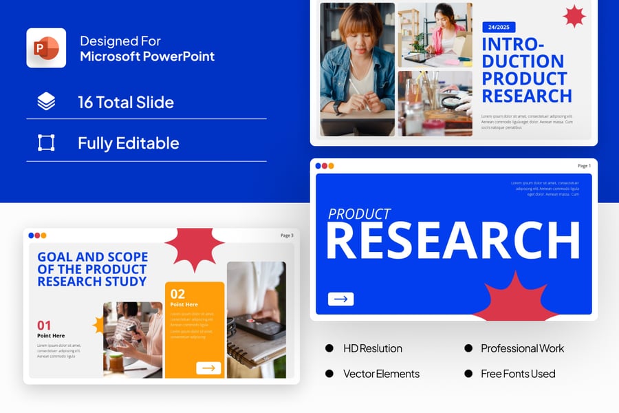 产品研究PPT模板 (PPTX)