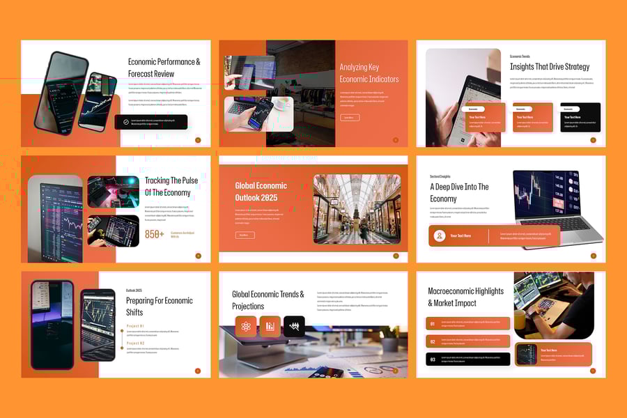 经济报告PPT模板 (PPTX)