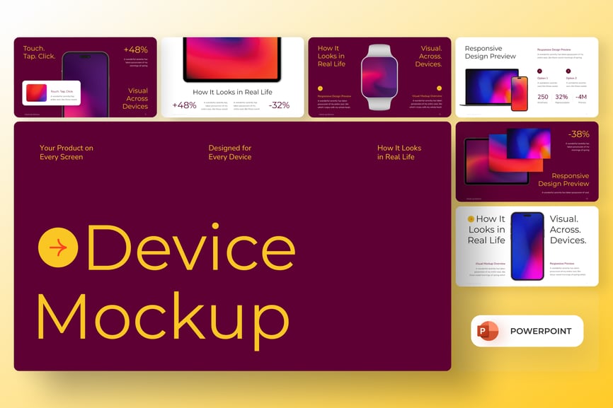 手机样机设备模型PPT模板 (PPTX)