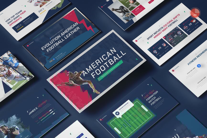 美式足球 PPT模板 (PPTX)