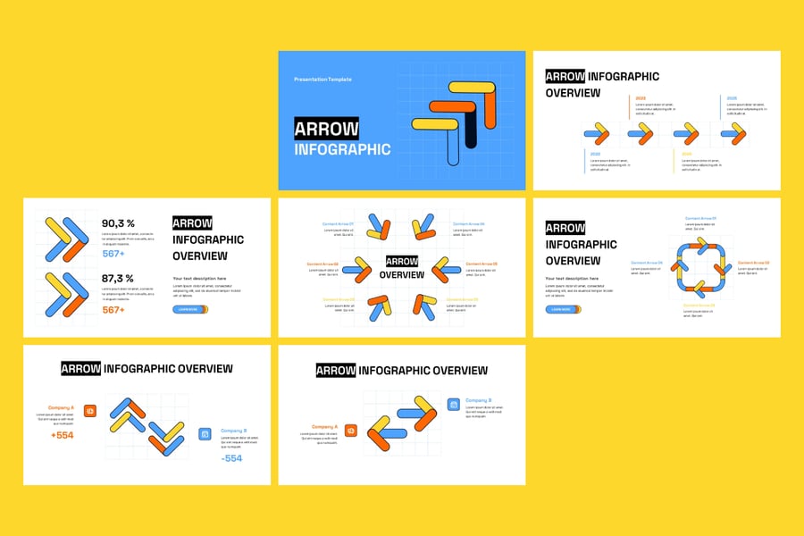 箭头信息图PPT模板 (PPTX)