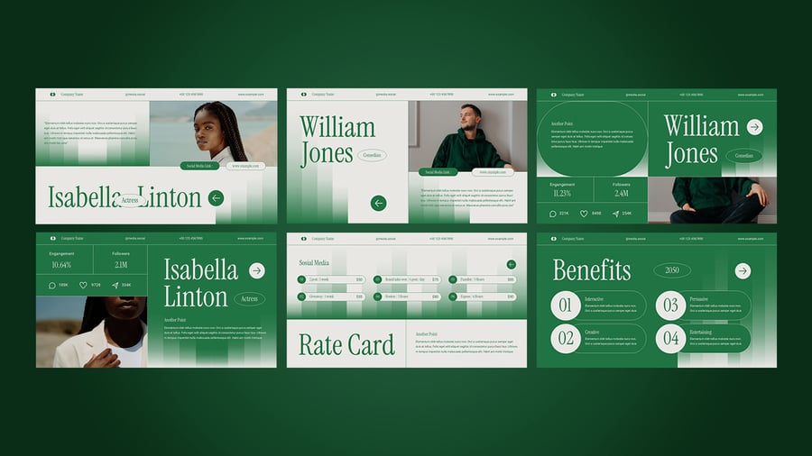 绿色梯度现代关键意见领袖PPT模板 (PPT,PPTX)