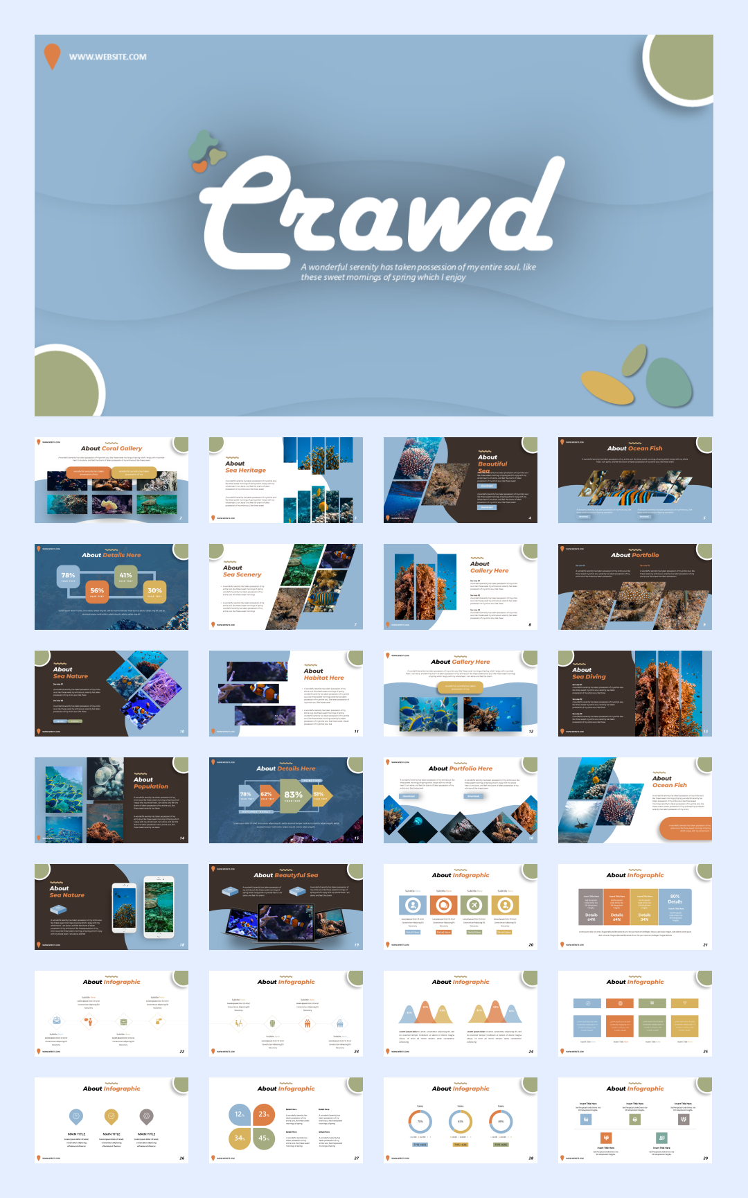 32套国外海洋旅游PPT模板，感受大自然的美！[s06]