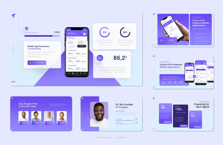 APP介绍组合PPT模板 (PPTX)