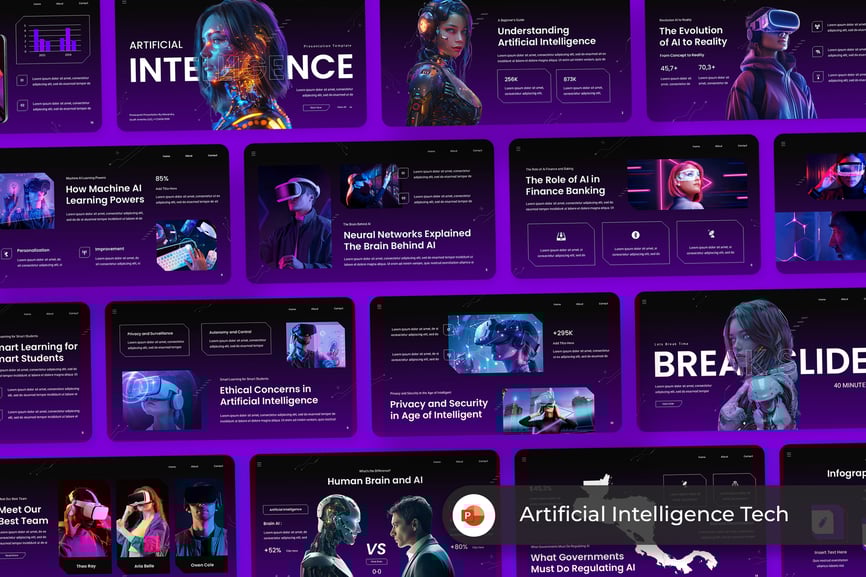 人工智能技术PPT模板 (PPT,PPTX)