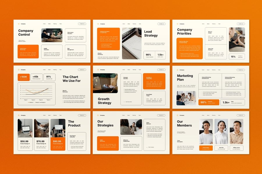 奶油橙色现代商业计划PPT模板 (PPT,PPTX)