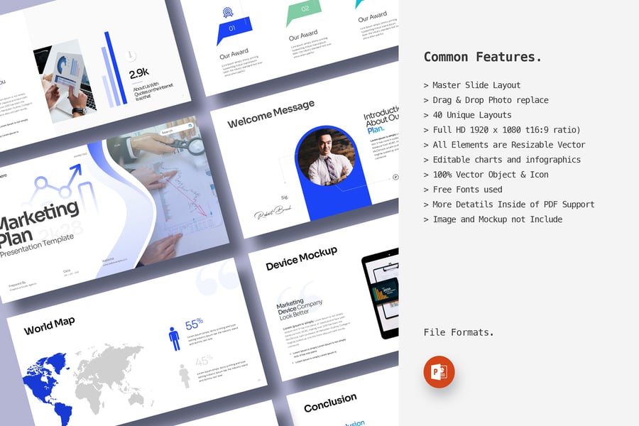 营销计划PPT模板 (PPTX)