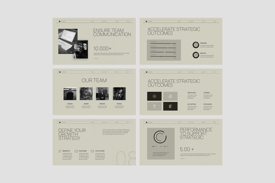 业务策略PPT模板 (PPTX)