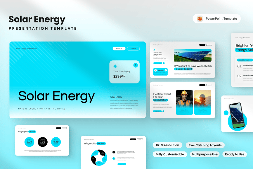 太阳能能源介绍PPT模板 (PPTX)
