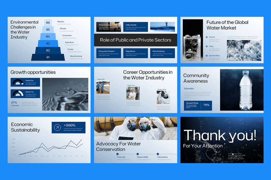 水行业分析报告PPT模板 (PPTX)