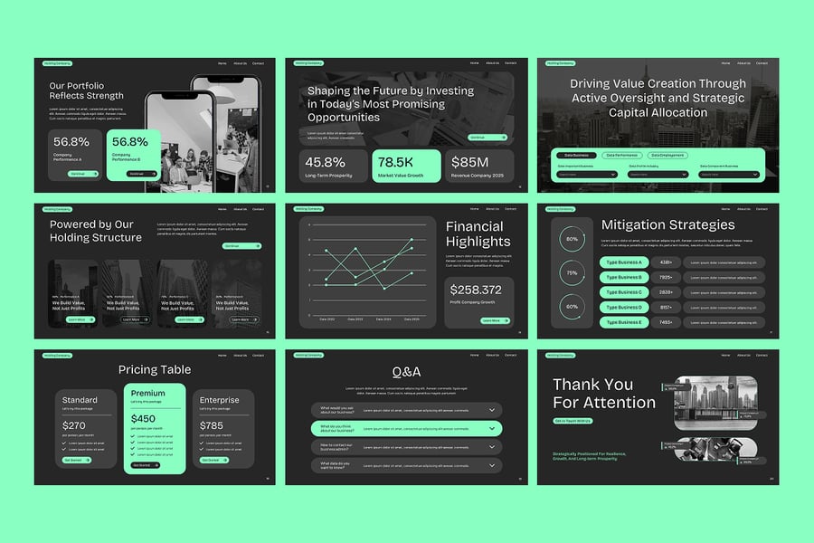 控股公司PPT模板 (PPTX)