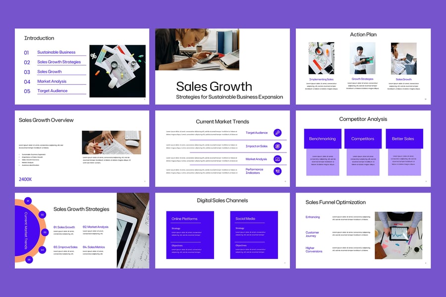 销售增长PPT模板 (PPTX)