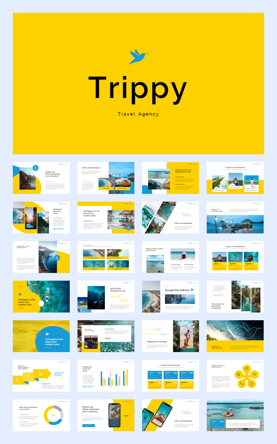 32套国外海洋旅游PPT模板，感受大自然的美！[s06]