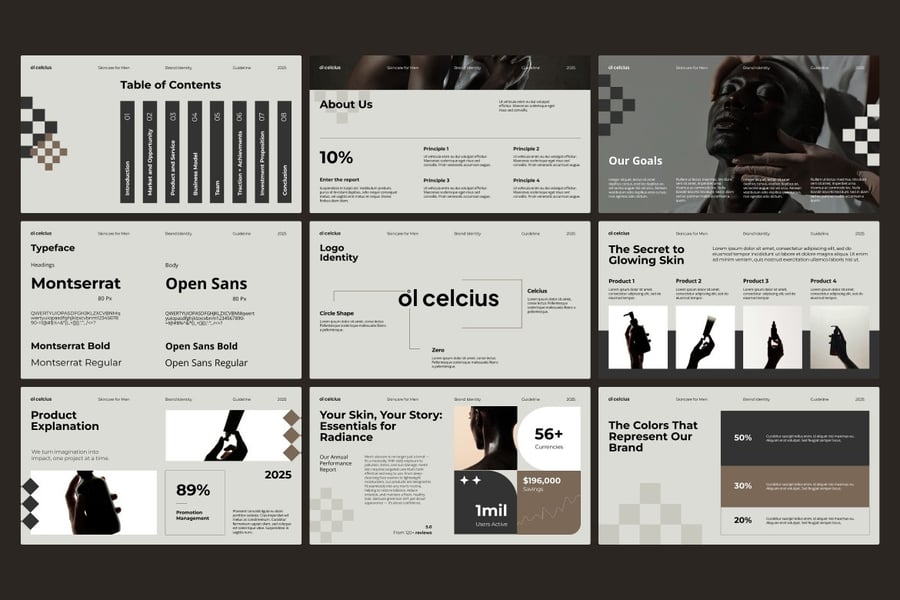 奶油棕色护肤品牌指南PPT模板 (PPTX)