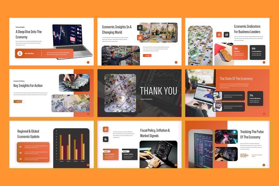 经济报告PPT模板 (PPTX)