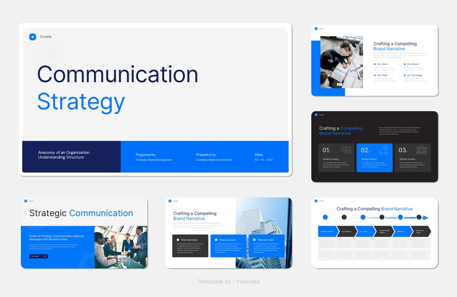 通信策略PPT模板 (PPTX)