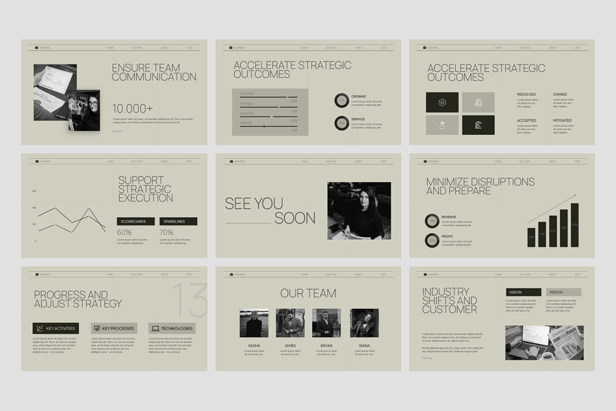 业务策略PPT模板 (PPTX)