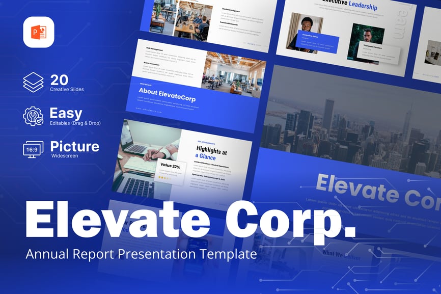 公司年度报告PPT模板 (PPTX,PPT)