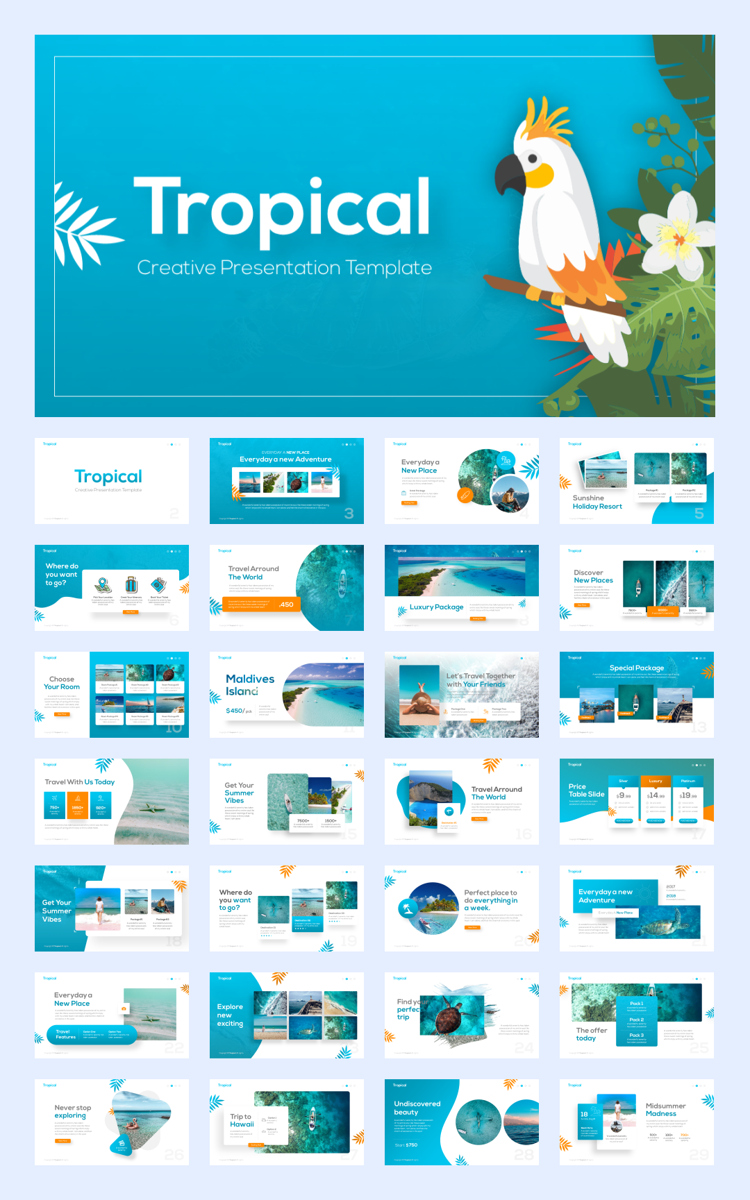 32套国外海洋旅游PPT模板，感受大自然的美！[s06]