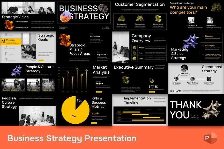 业务策略PPT模板 (PPTX)