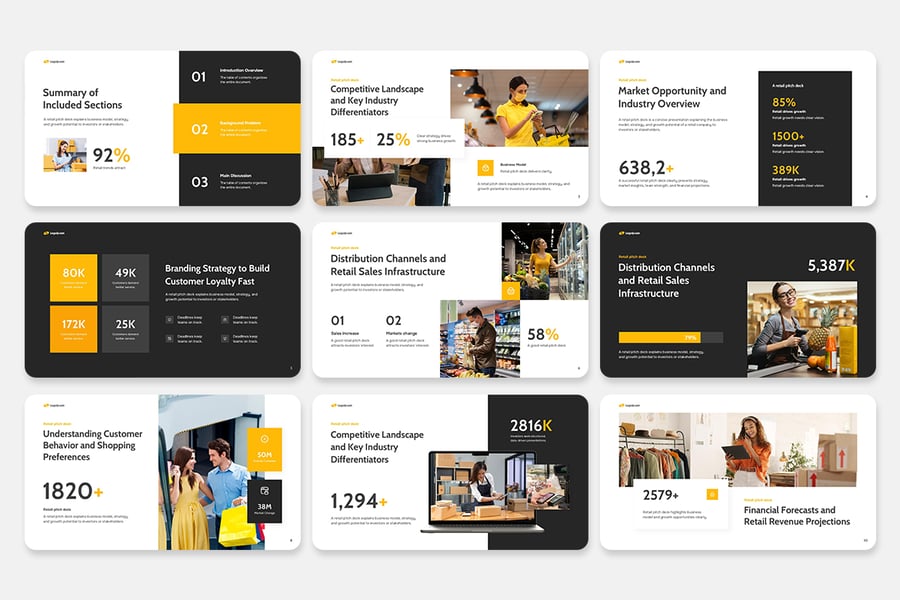 零售市场PPT模板 (PPTX)