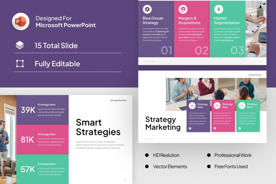 策略营销信息图表PPT模板 (PPTX)