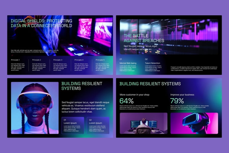 海军绿色AI网络安全PPT模板 (PPTX)