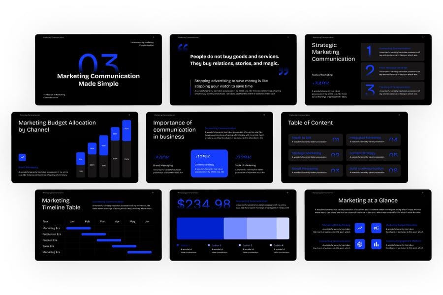 营销通信PPT模板 (PPTX)