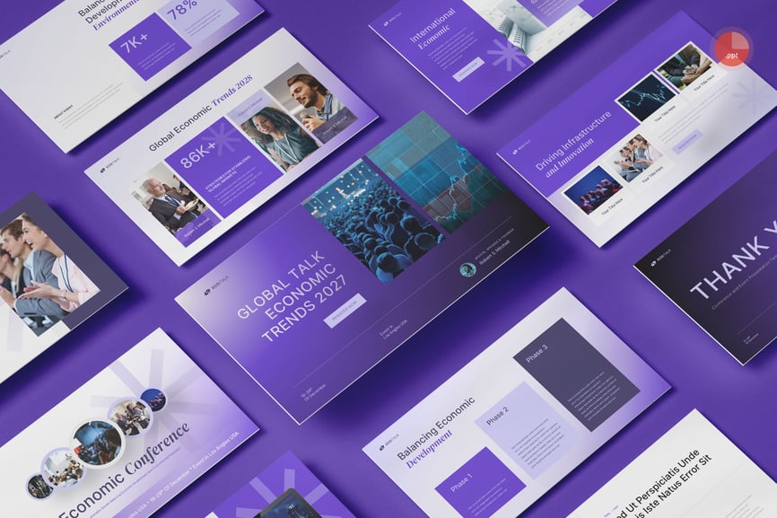 经济会议PPT模板 (PPTX)