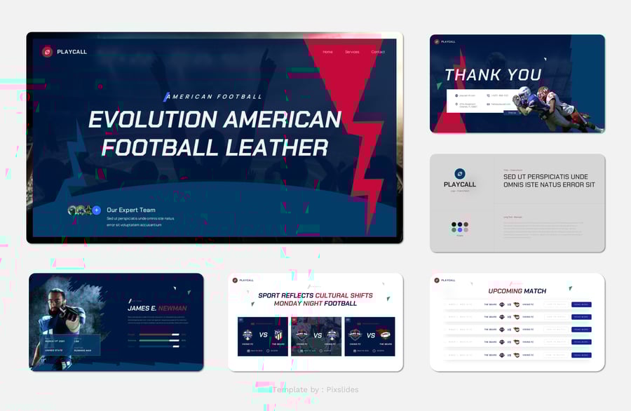 美式足球 PPT模板 (PPTX)