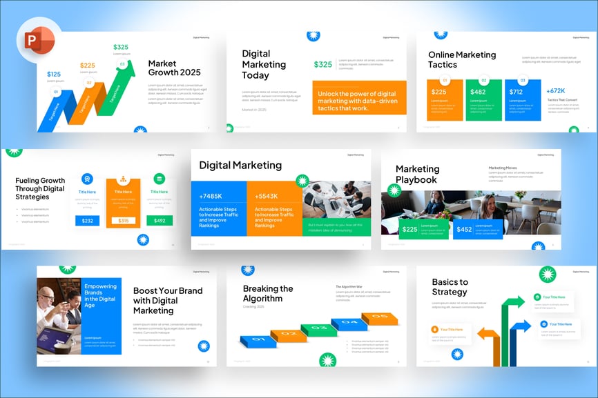 数字营销信息图表PPT模板 (PPTX)