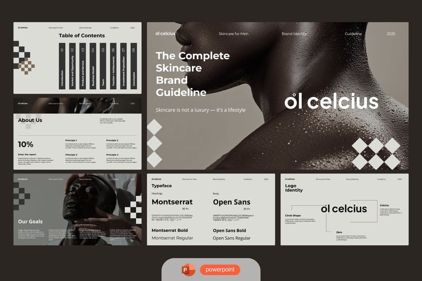 奶油棕色护肤品牌指南PPT模板 (PPTX)