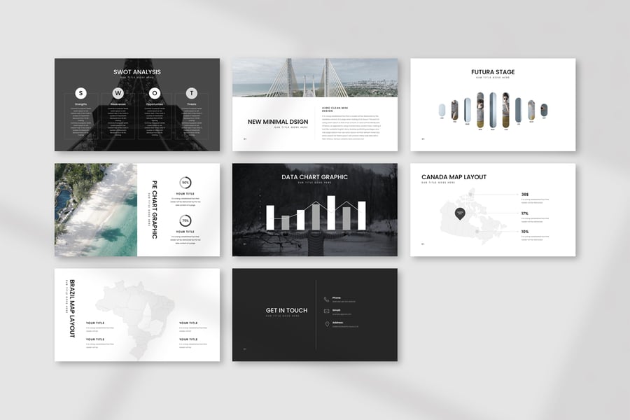 简单的极简主义设计呈现PPT模板(PPTX)