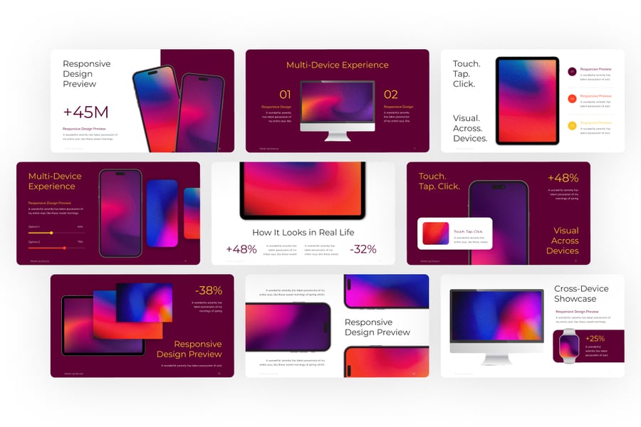 手机样机设备模型PPT模板 (PPTX)