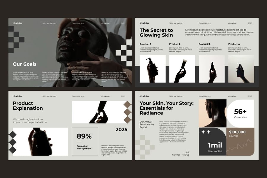 奶油棕色护肤品牌指南PPT模板 (PPTX)