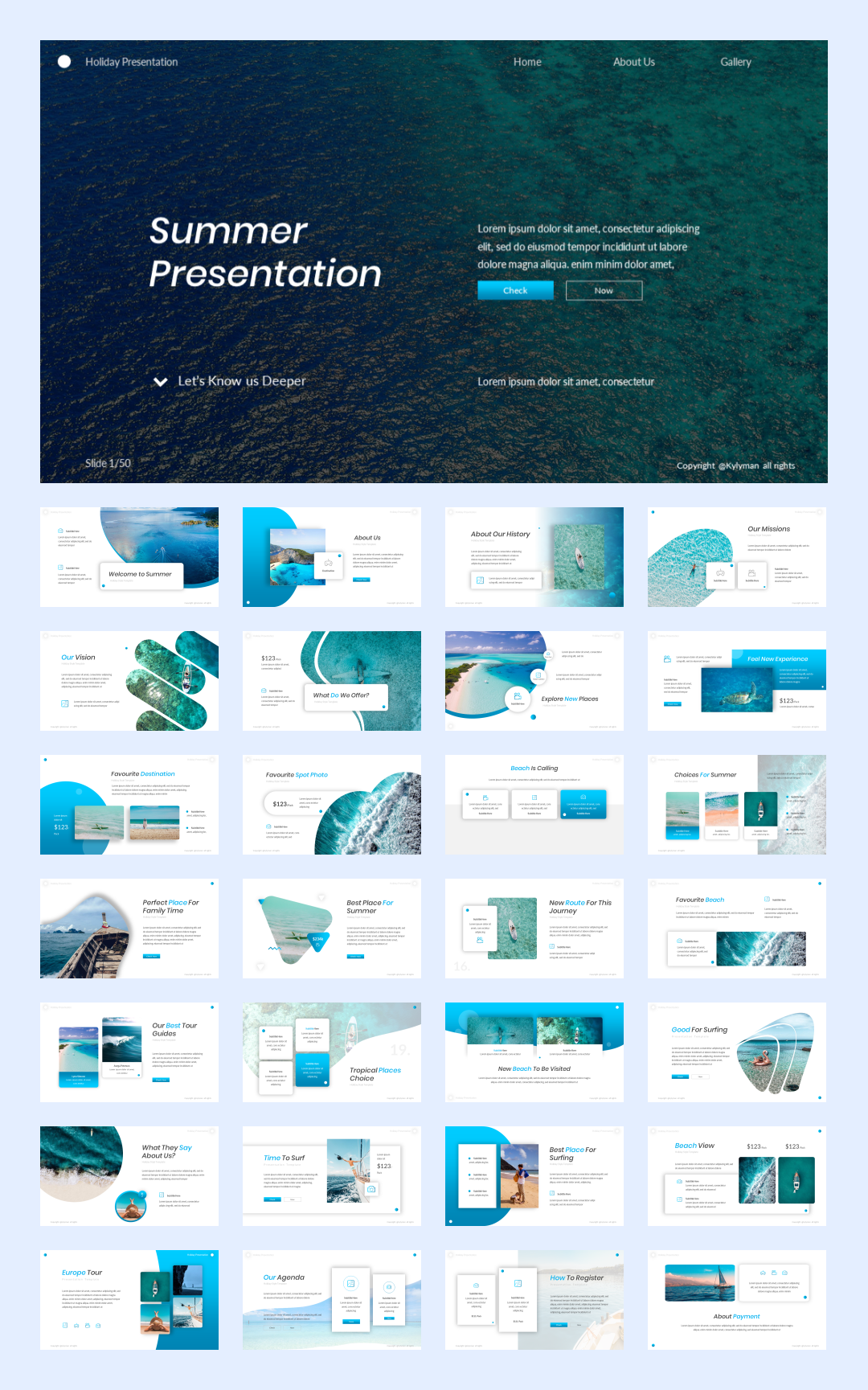 32套国外海洋旅游PPT模板，感受大自然的美！[s06]