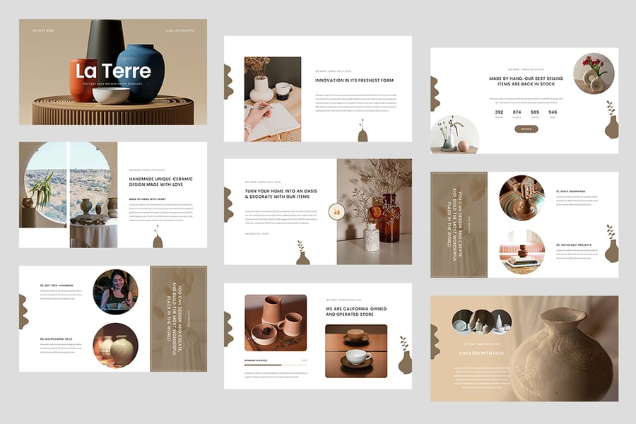 陶器商店PPT模板 (PPTX)