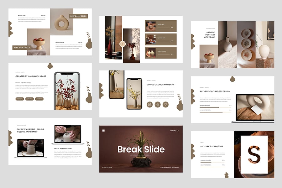 陶器商店PPT模板 (PPTX)