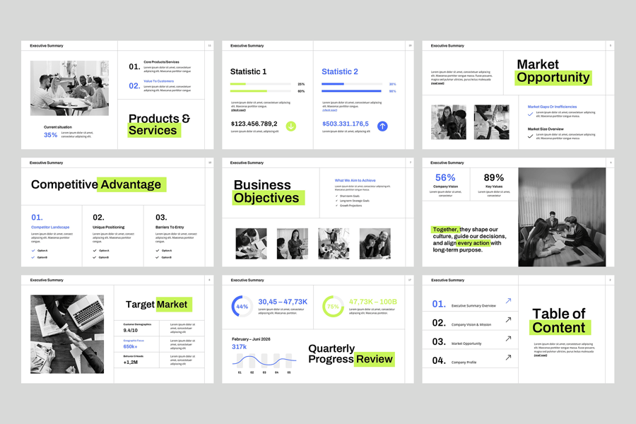 执行摘要PPT模板 (PPTX)