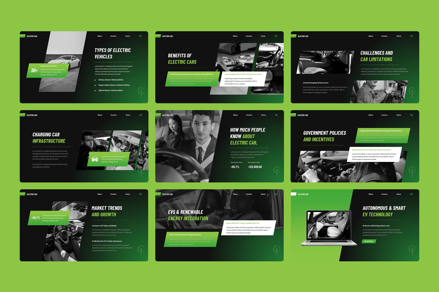 电动汽车PPT模板 (PPTX)
