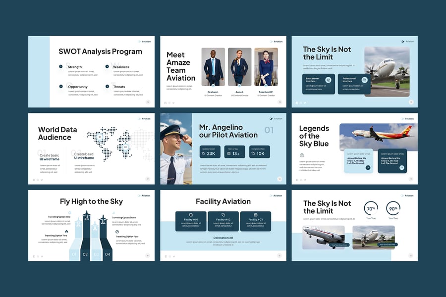 航空航线介绍PPT模板 (PPTX)