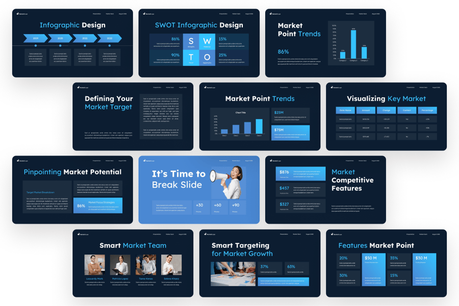 市场点或目标呈现PPT模板 (PPTX)